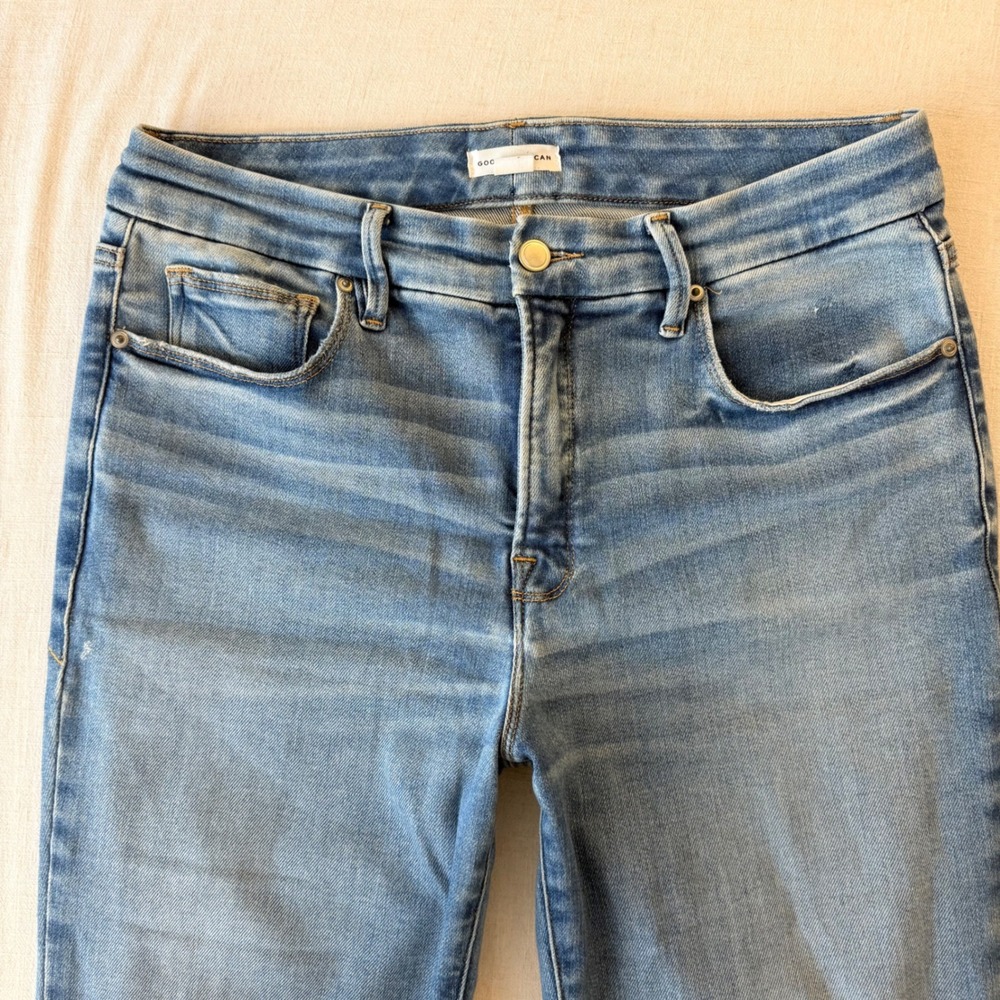 Good American Good Legs Crop Mini Boot Jeans Womens 10/30 Blue Indigo521 - Picture 6 of 10
